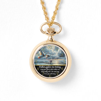 Montre Croix de la foi chrétienne d'or avec canards