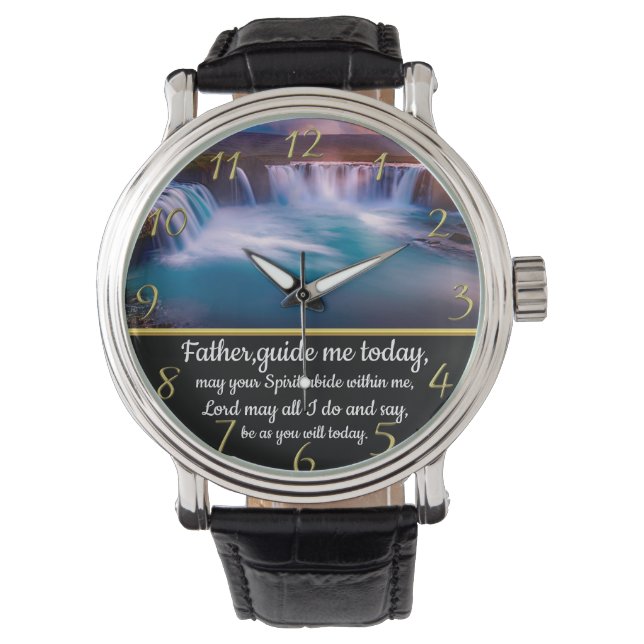 Montre Croix de la foi chrétienne d'or avec le Père, guid (devant)