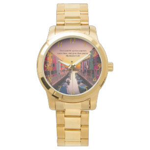 Montre Croix de la foi chrétienne noire avec Nombres 6:26