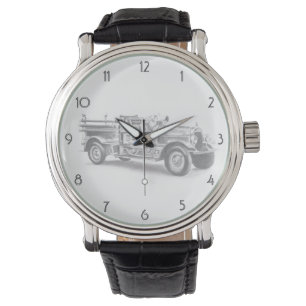 Montre croquis au crayon de vieux camion de pompiers dess