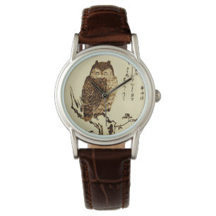 Montre Croquis d'encre japonaise vintage d'un hibou