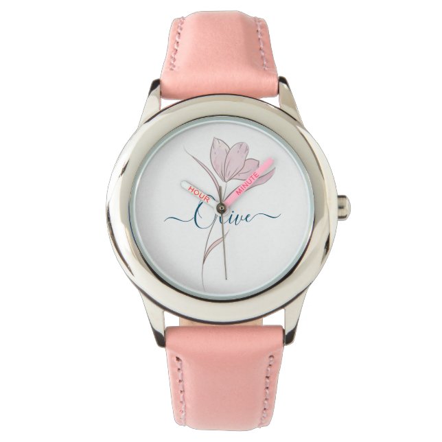 Montre Croquis floral aquarelle personnalisée (devant)