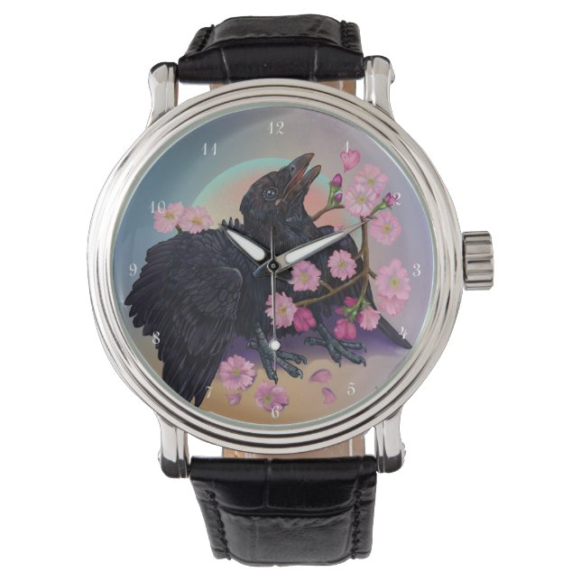 Montre Crow naissant avec fleurs de pomme (devant)