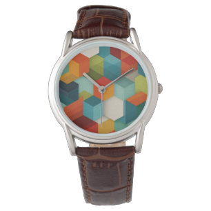 Montre cube géométrique du milieu du siècle