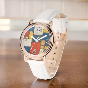 Montre Cubisme géométrique moderne Motif Bois Arrière - p