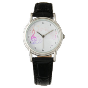 Montre Cuir coloré de note de musique de clef triple de