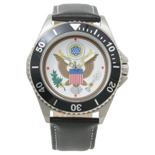 Montre Cuir fait sur commande de noir d'acier inoxydable