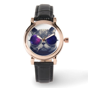 Montre Cuir fait sur commande de noir de carré parfait
