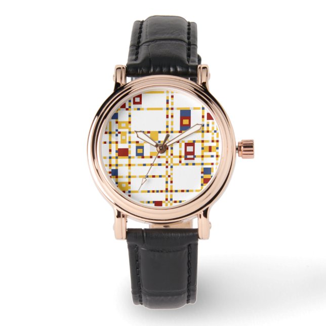 Montre Cuir noir Carré personnalisé (Recto)