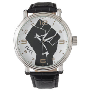 Montre Cuir noir de cru de poing de "noir"