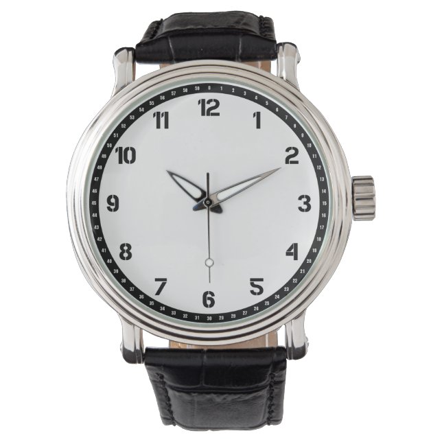 Montre Cuir Noir Vintage (devant)