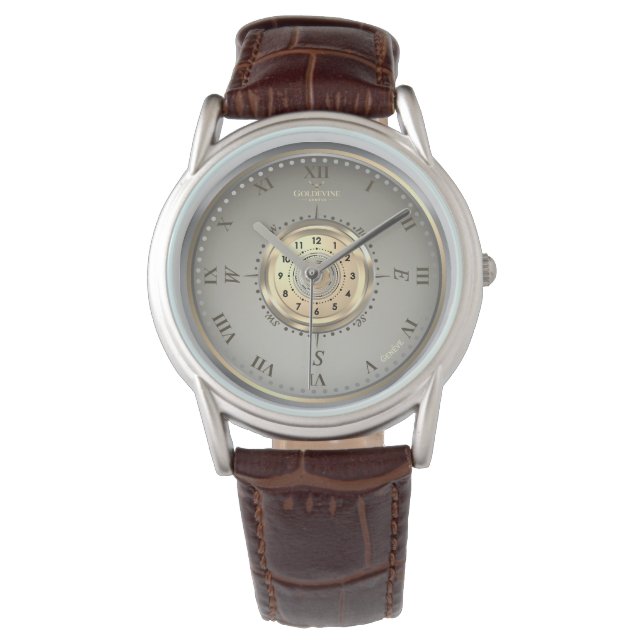 Montre Cuir Personnalisé Deux Tons Classique Nautical (devant)