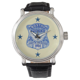 Montre Cuir vintage noir fait sur commande de police de