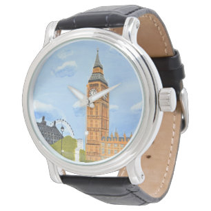 Montre Cuir Vintage noir personnalisé Big Ben