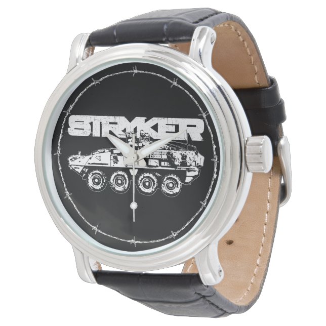 Montre Cuir Vintage noir Stryker (Incliné)