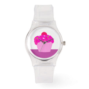 Montre Cupcake avec des arroses et une cerise