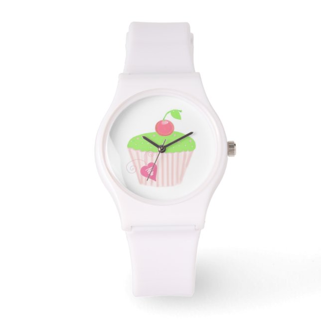 Montre Cupcake fantaisie avec cerise sur le dessus (Recto)