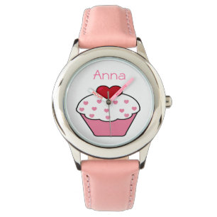 Montre cupcake rose mignon design personnalisé