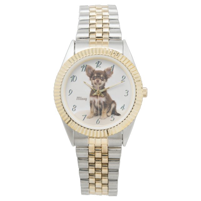 Montre Custom Chihuahua Watch (ajouter un nom) 325 By Zaz (devant)
