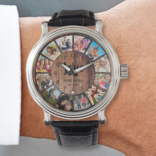 Montre Custom Family Photo Collage Reclaimed Wood