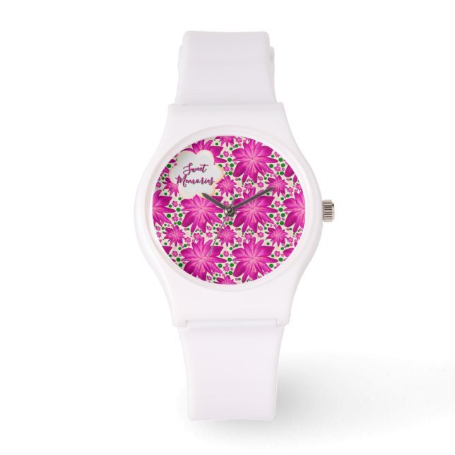 Montre Custom Hot Pink Floral Seamless Pattern  (Recto)