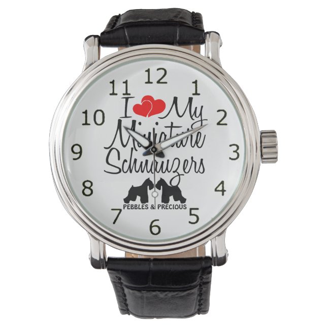 Montre Custom I Love My Two Miniature Schnauzers Watch (devant)