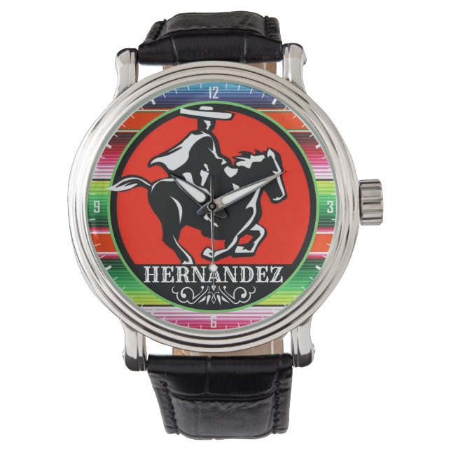 Montre CUSTOM NAME Charro Horse Spanish Mexican Serape (devant)