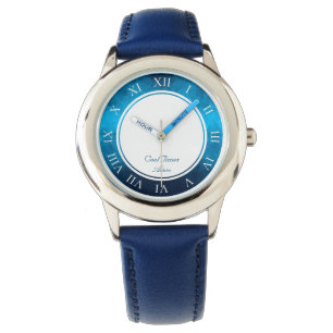 Montre Custom Name & Image Crystallized Blue Background