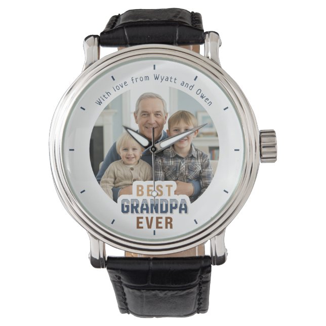 Montre Custom Photo Message Best Grandpa Ever (devant)