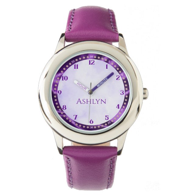 Montre Custom Royal Lilac Sparkings Kids Learning (devant)