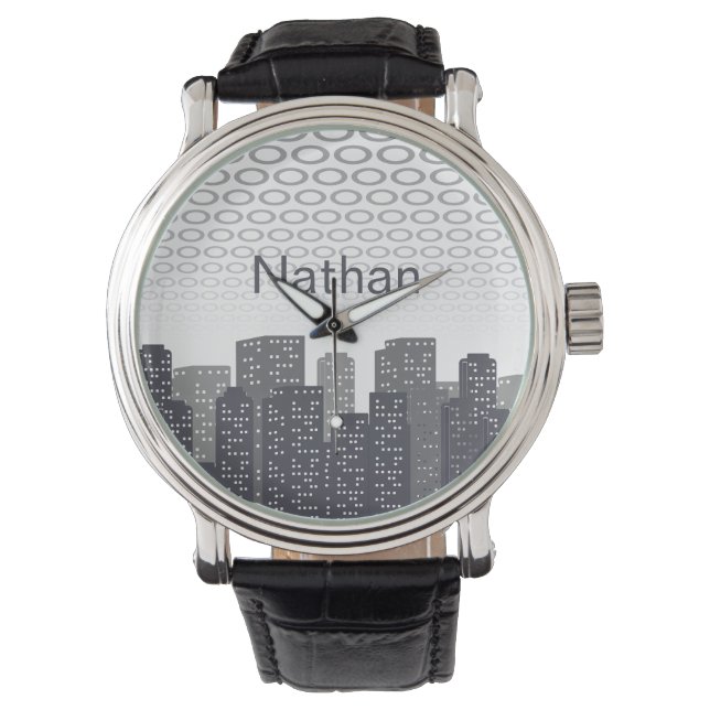 Montre Custom Urban Cityscape Shades of Grey Personalised (devant)