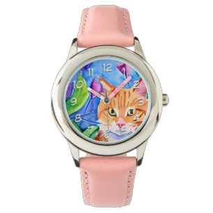 Montre Cute Aquarelle Chat Orange