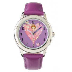 Montre Cute Ballerina Stars Coeurs Purple Girls Watch