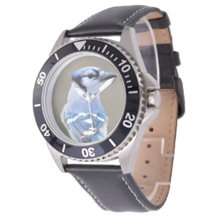 Montre Cute Bleu Jay Songbird sur Treestump