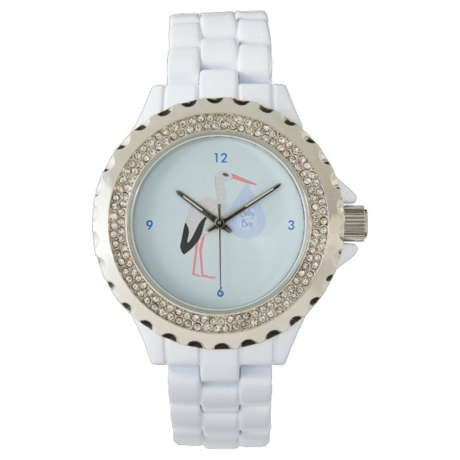 Montre Cute Blue Baby Boy Stork (devant)