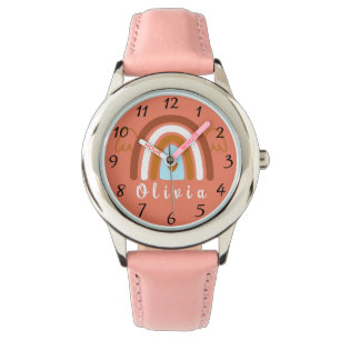 Montre Cute Boho arc-en-ciel avec nom personnalisé