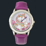 Montre Cute Bright Coloré Unicorn et Rainbow cheveux<br><div class="desc">licorne adorable avec cheveux arc-en-ciel.</div>