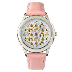 Montre Cute Bumble Bee et Rainbows Motif