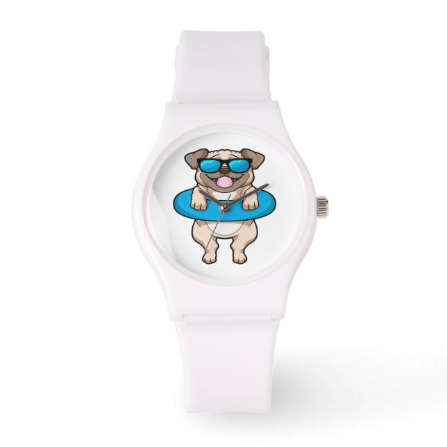 Montre Cute Carlin en Flotte Bleue - Cute Animal Amateur (Recto)