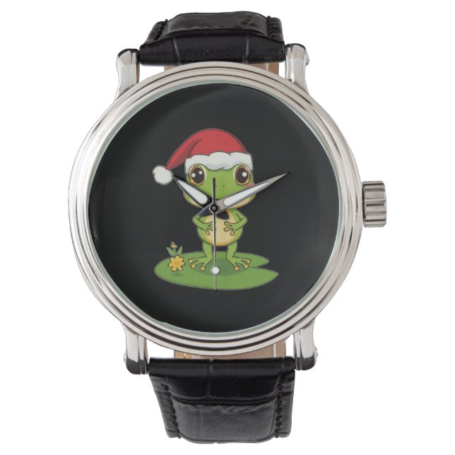 Montre Cute Cartoon Frog Character Wearing a Santa Hat on (devant)