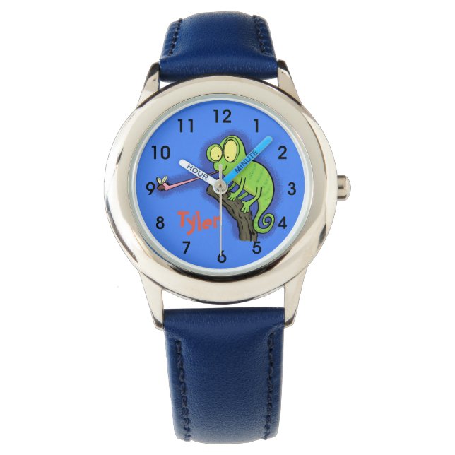 Montre Cute chameleon attraper un bug cartoon watch (devant)