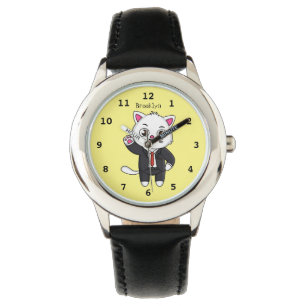 Montre Cute chaton chat en costume d'affaires dessin anim