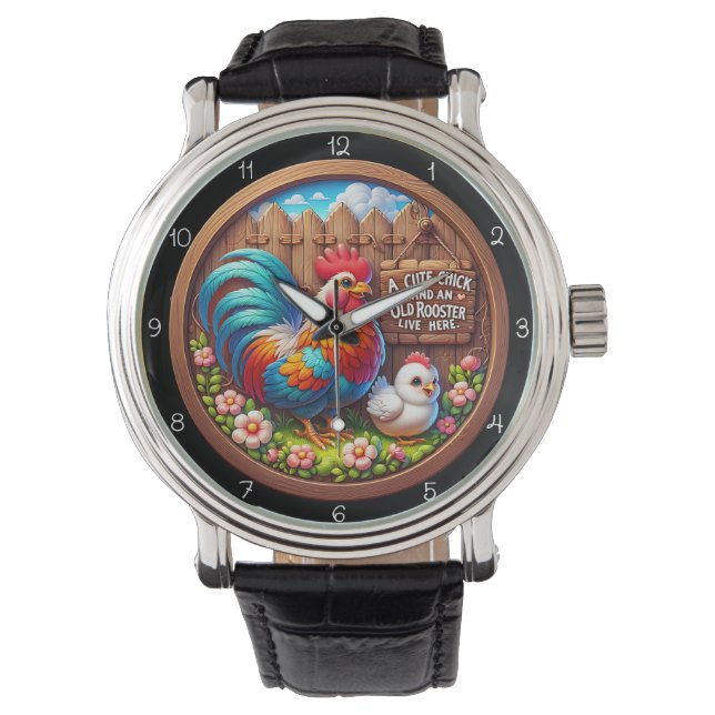 Montre Cute Chick and Old Rooster. (devant)
