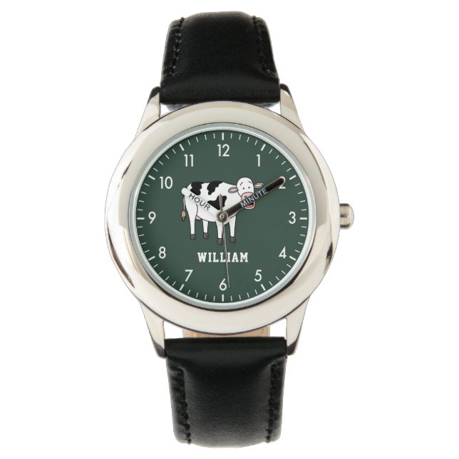 Montre Cute Cow Personnalisé Nom Personnalisé Retour À L' (devant)