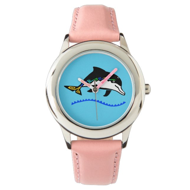 Montre Cute DOLPHIN - Faune - Nature - Bleu (devant)