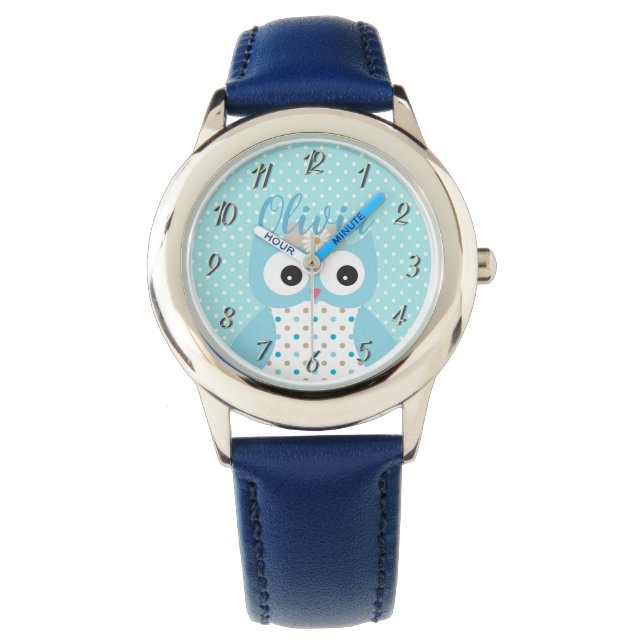 Montre Cute Dotty Blue Owl Art Personnalisé Girls (devant)