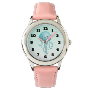 Montre Cute et Joyeuse méduse bleu-vert