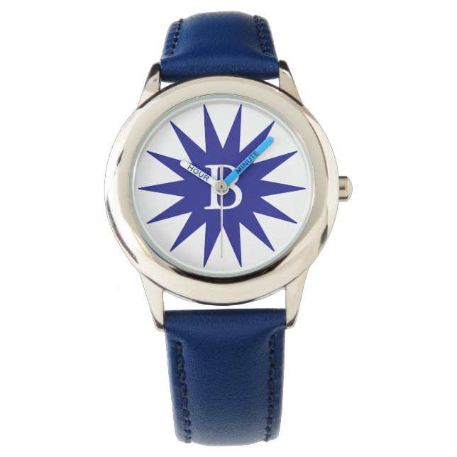 Montre Cute et simple Initial Deep Blue Star (devant)