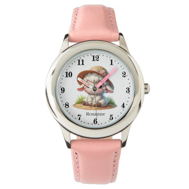 Montre Cute Farm Sheep ajouter nom filles Regarder (devant)