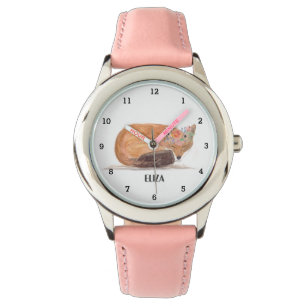 Montre Cute Fox Girls Faune Animaux Enfants Aquarelle